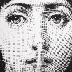 Fornasetti Cuscini^Cuscino Silenzio Bianco Nero