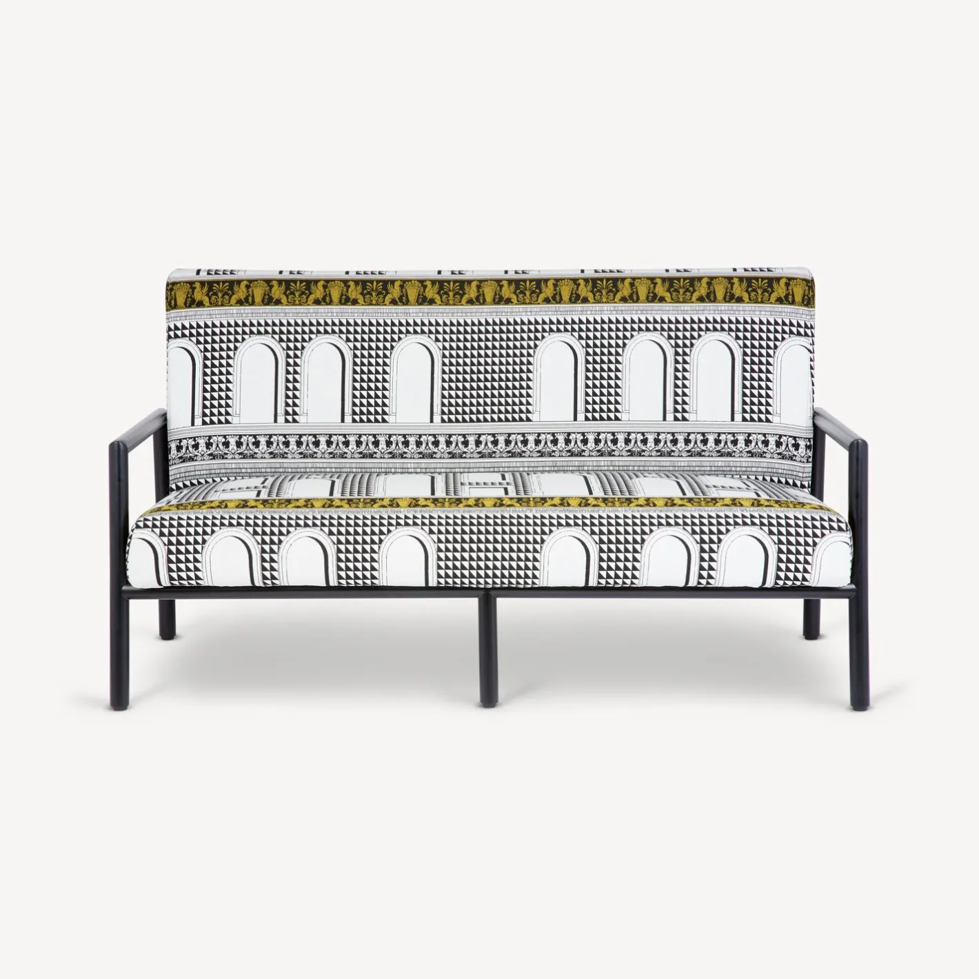 Fornasetti Salotti^Divano Da Esterno Facciata Quattrocentesca Bianco/Nero/Giallo