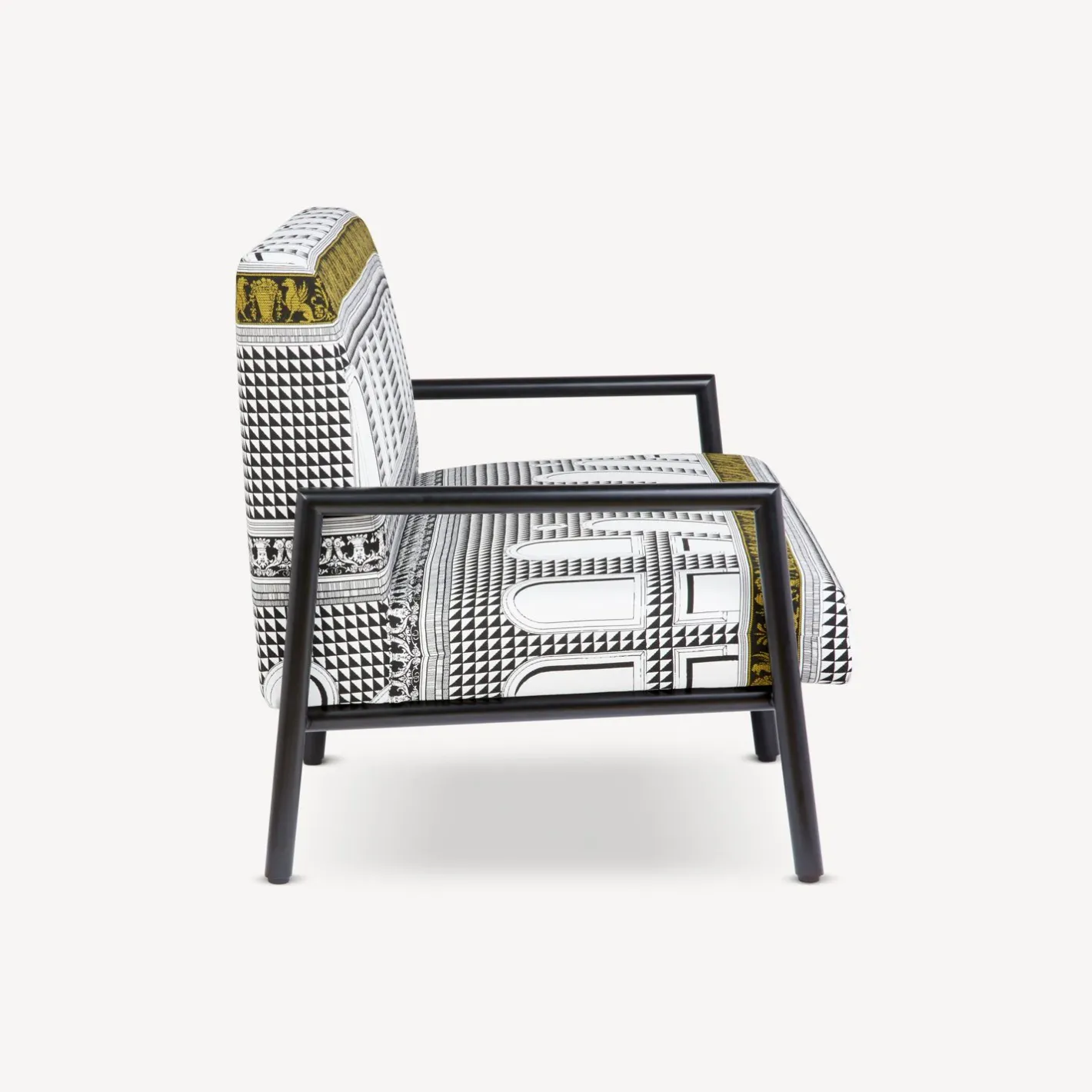 Fornasetti Salotti^Divano Da Esterno Facciata Quattrocentesca Bianco/Nero/Giallo