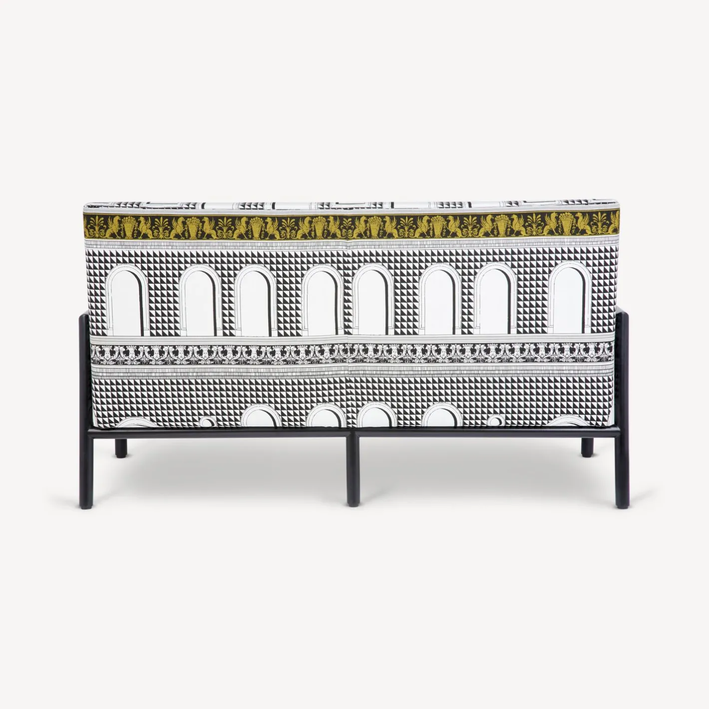 Fornasetti Salotti^Divano Da Esterno Facciata Quattrocentesca Bianco/Nero/Giallo