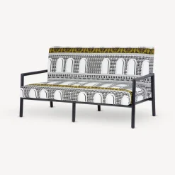 Fornasetti Salotti^Divano Da Esterno Facciata Quattrocentesca Bianco/Nero/Giallo