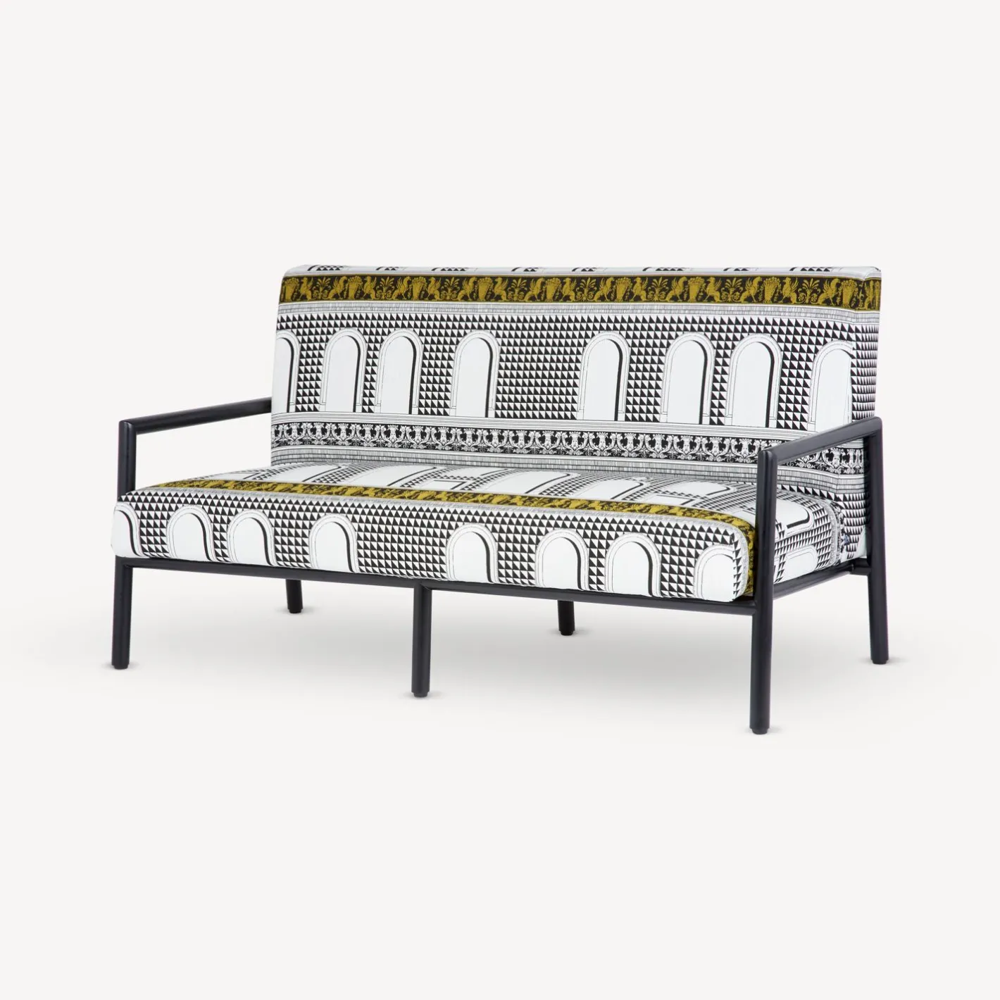 Fornasetti Salotti^Divano Da Esterno Facciata Quattrocentesca Bianco/Nero/Giallo