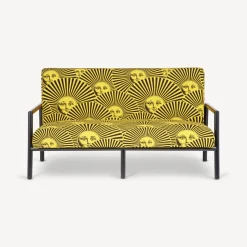 Fornasetti Salotti^Divano Da Esterno Soli A Ventaglio Giallo/Nero