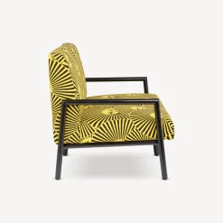 Fornasetti Salotti^Divano Da Esterno Soli A Ventaglio Giallo/Nero