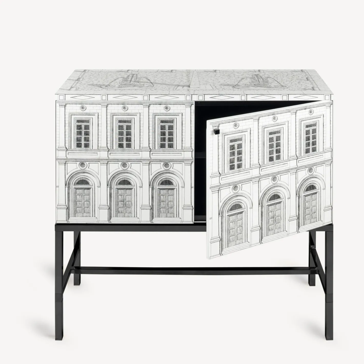 Fornasetti Armadietti^Gabinetto Architettura Rialzato Bianco Nero