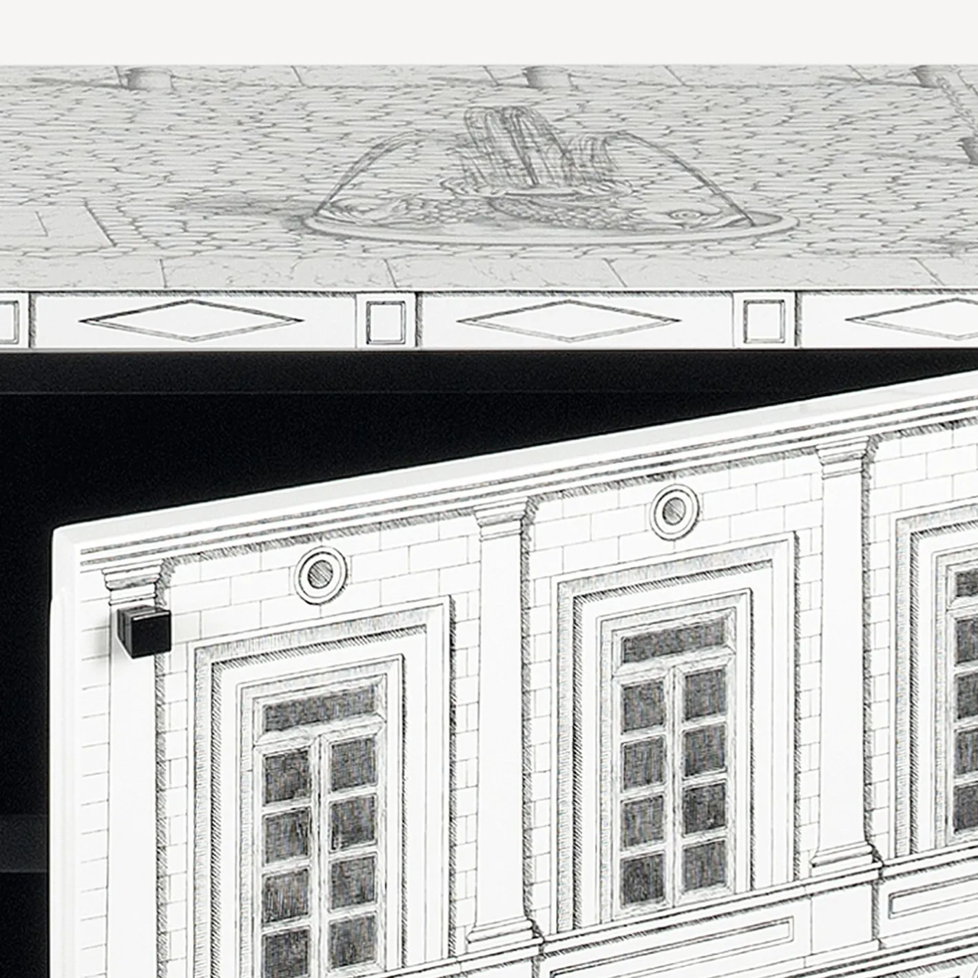 Fornasetti Armadietti^Gabinetto Architettura Rialzato Bianco Nero