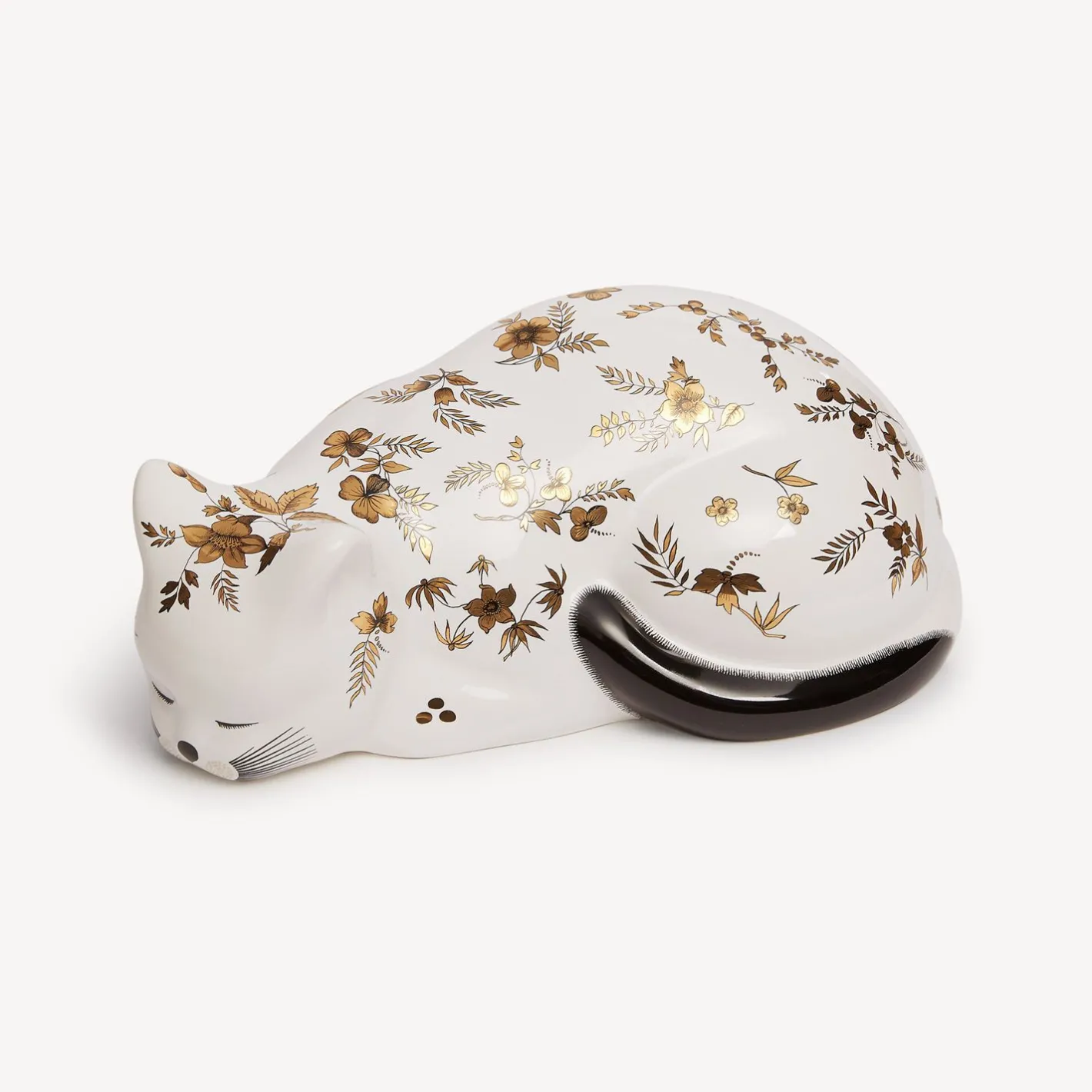 Fornasetti Gatti In Ceramica^Gatto Fiorato Bianco/Nero/Oro