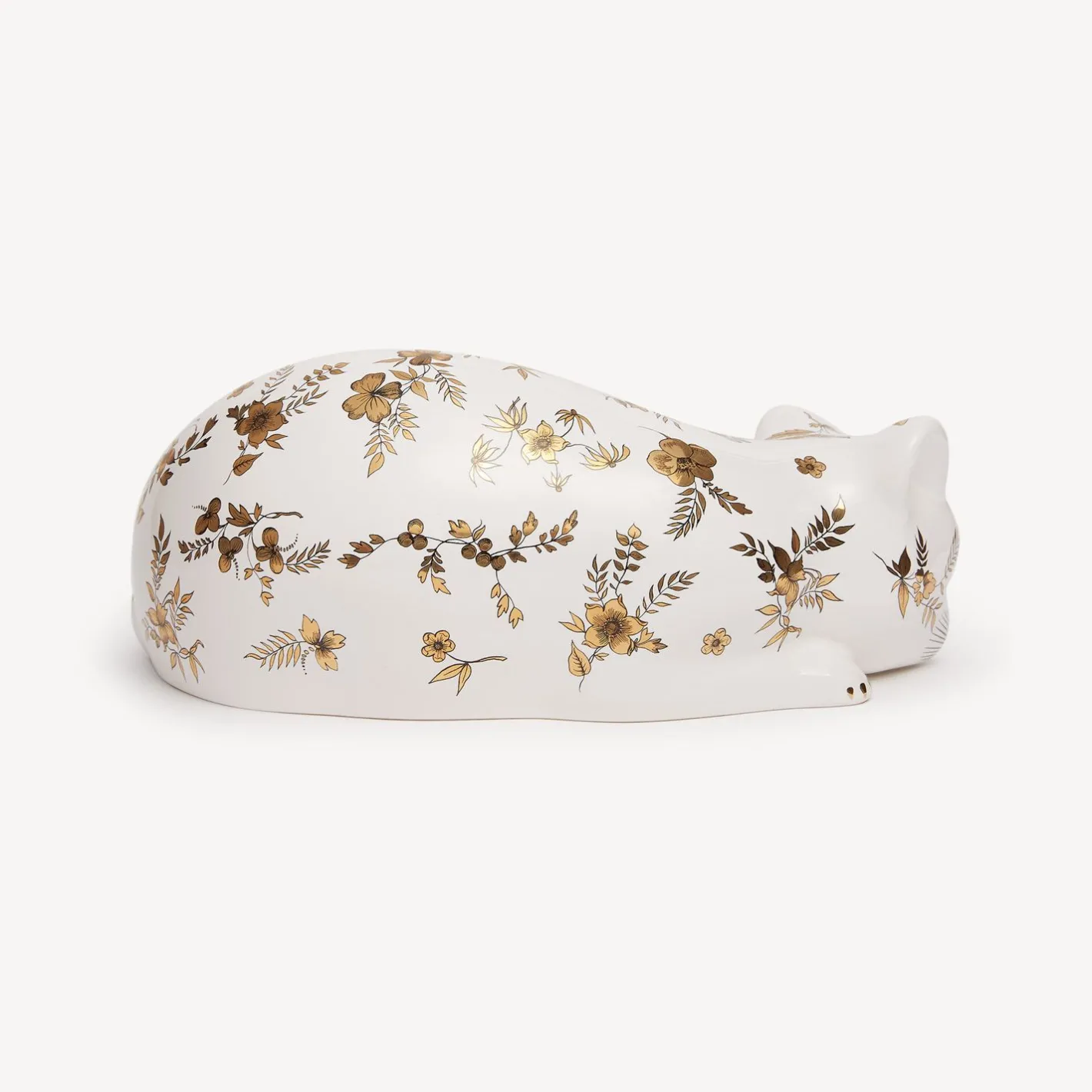 Fornasetti Gatti In Ceramica^Gatto Fiorato Bianco/Nero/Oro
