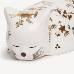 Fornasetti Gatti In Ceramica^Gatto Fiorato Bianco/Nero/Oro