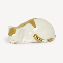 Fornasetti Gatti In Ceramica^Gatto Striato Oro Bianco