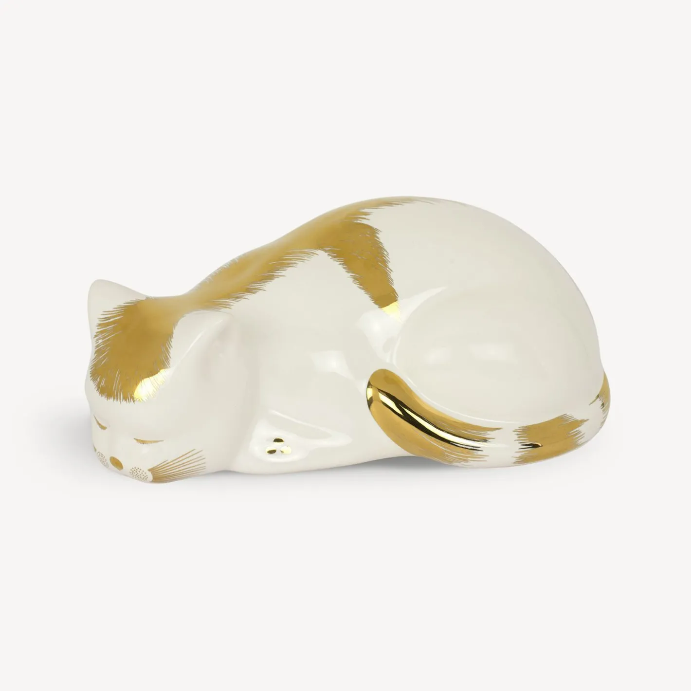 Fornasetti Gatti In Ceramica^Gatto Striato Oro Bianco
