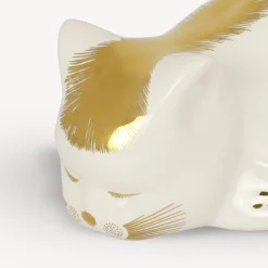 Fornasetti Gatti In Ceramica^Gatto Striato Oro Bianco