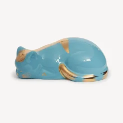 Fornasetti Gatti In Ceramica^Gatto Striato Oro/Turchese