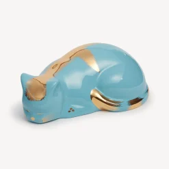 Fornasetti Gatti In Ceramica^Gatto Striato Oro/Turchese