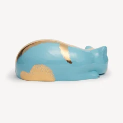 Fornasetti Gatti In Ceramica^Gatto Striato Oro/Turchese