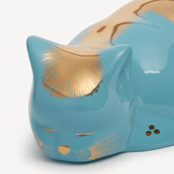 Fornasetti Gatti In Ceramica^Gatto Striato Oro/Turchese