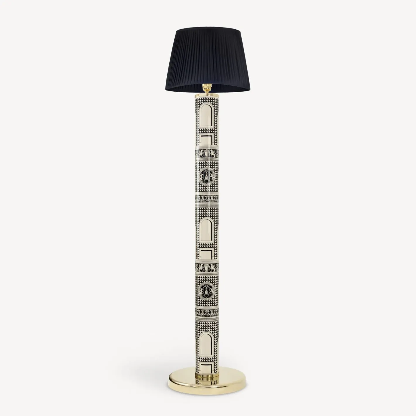 Fornasetti Lampade E Paralumi^Lampada Da Terra Facciata Quattrocentesca Nero/Avorio