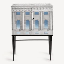 Fornasetti Armadietti^Madia Piccola Rialzata Architettura Celeste Bianco/Nero/Azzurro