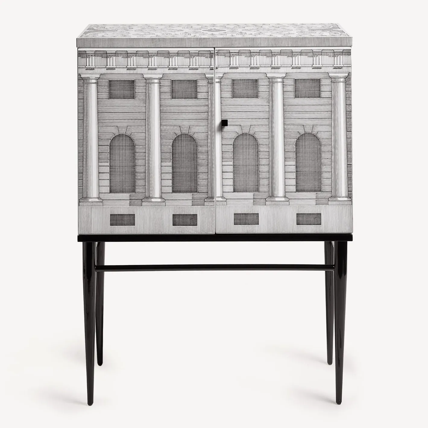 Fornasetti Armadietti^Madia Piccola Rialzata Architettura Bianco Nero