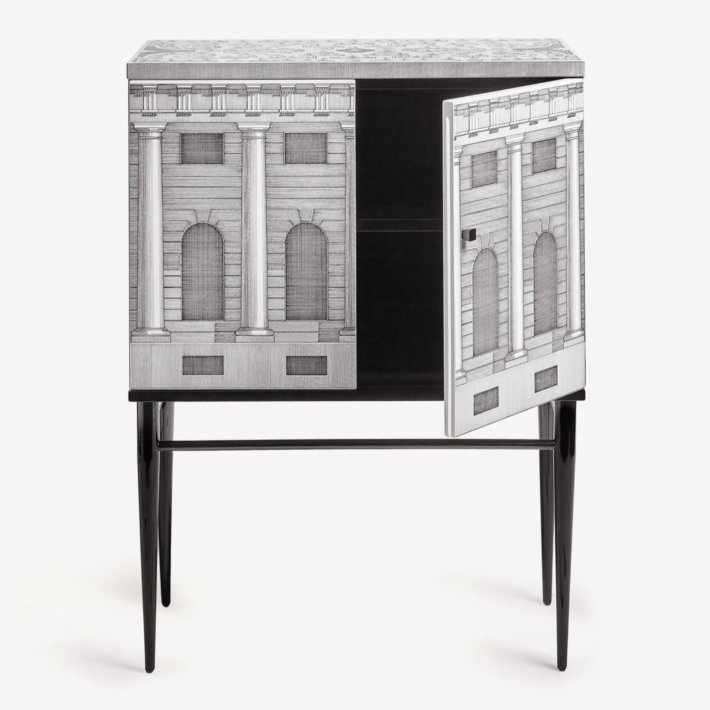 Fornasetti Armadietti^Madia Piccola Rialzata Architettura Bianco Nero