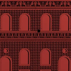 Fornasetti Armadietti^Madia Piccola Rialzata Facciata Quattrocentesca Rosso Nero