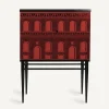 Fornasetti Armadietti^Madia Piccola Rialzata Facciata Quattrocentesca Rosso Nero