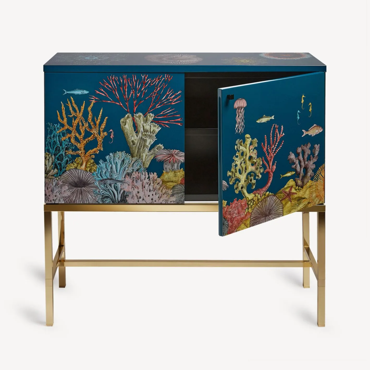 Fornasetti Armadietti^Madia Rialzata Fondo Marino Multicolore