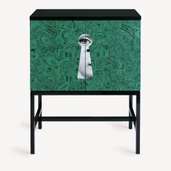 Fornasetti Armadietti^Madia Rialzata Serratura Su Malachite Verde/Bianco/Nero