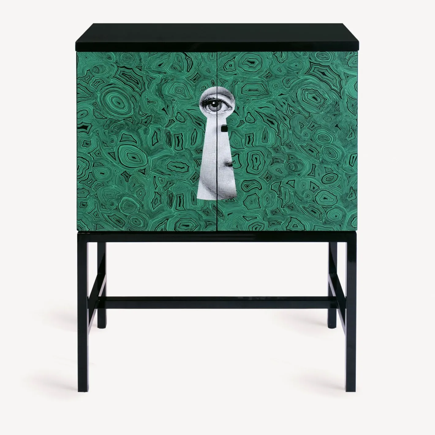 Fornasetti Armadietti^Madia Rialzata Serratura Su Malachite Verde/Bianco/Nero