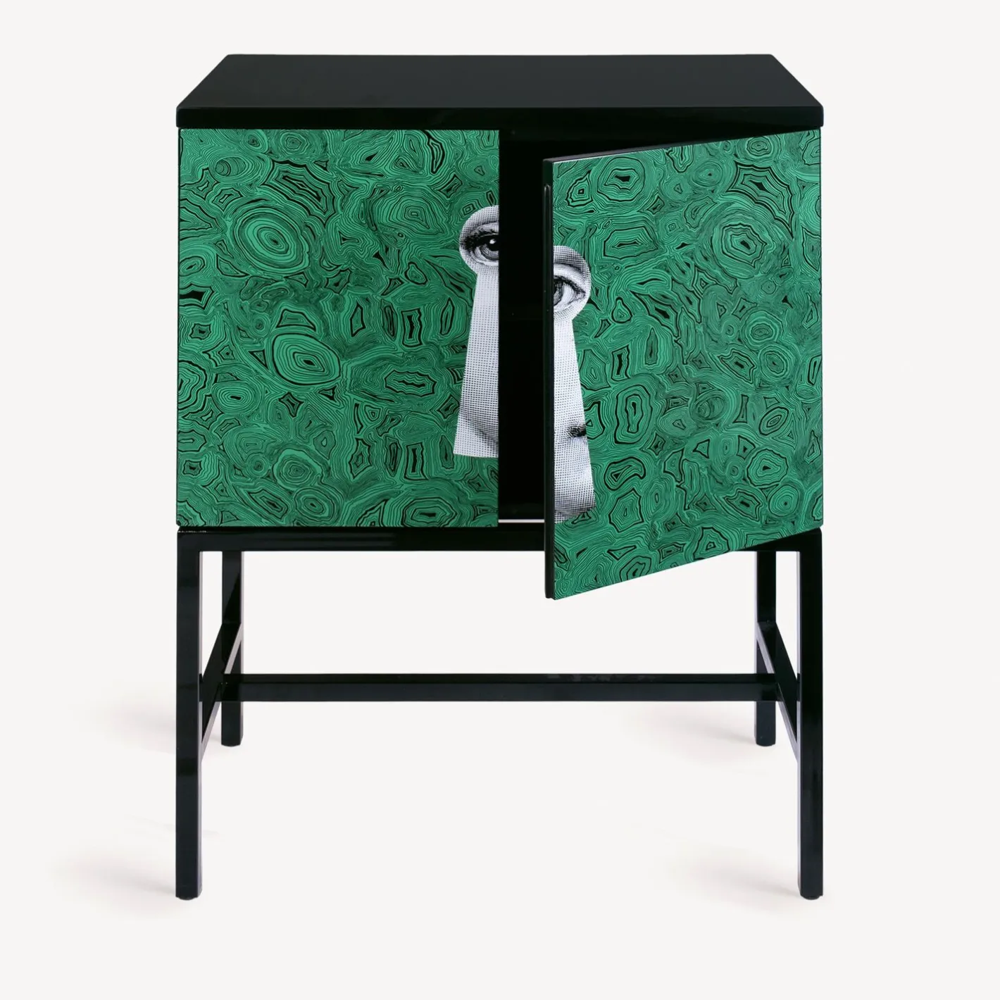 Fornasetti Armadietti^Madia Rialzata Serratura Su Malachite Verde/Bianco/Nero