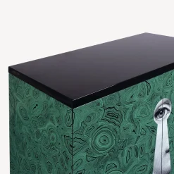 Fornasetti Armadietti^Madia Rialzata Serratura Su Malachite Verde/Bianco/Nero