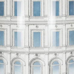 Fornasetti Armadietti^Mobile Ad Angolo Architettura Celeste Bianco/Nero/Azzurro