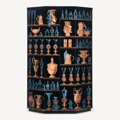 Fornasetti Armadi Curvi^Mobile Bar Curvo Poliedrico Vasi Multicolore