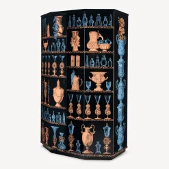 Fornasetti Armadi Curvi^Mobile Bar Curvo Poliedrico Vasi Multicolore