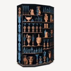 Fornasetti Armadi Curvi^Mobile Bar Curvo Poliedrico Vasi Multicolore