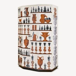 Fornasetti Armadi Curvi^Mobile Bar Curvo Poliedrico Vasi Multicolore