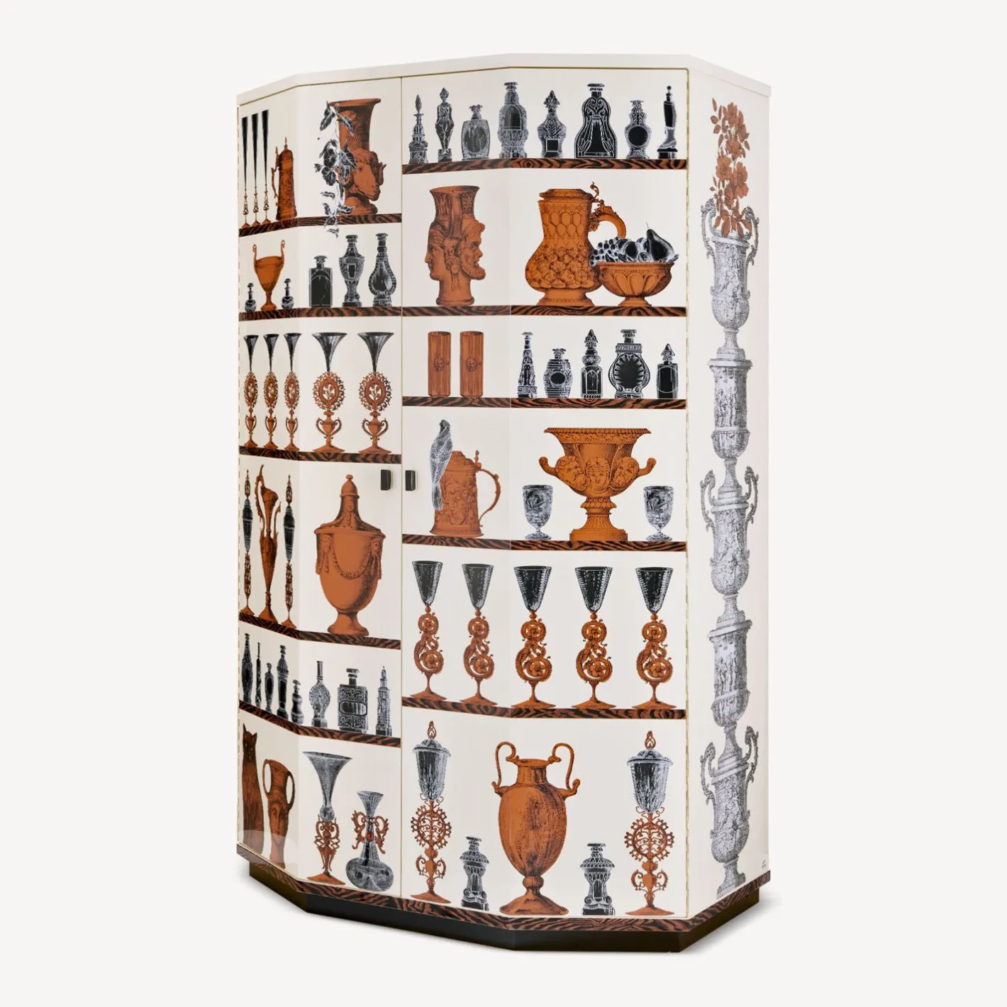 Fornasetti Armadi Curvi^Mobile Bar Curvo Poliedrico Vasi Multicolore