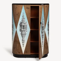 Fornasetti Armadi Curvi^Mobile Curvo Cuspide Celeste Multicolore