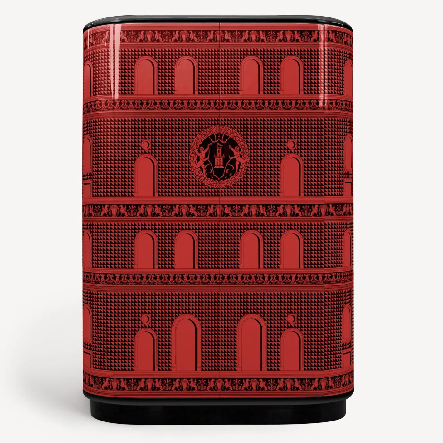 Fornasetti Armadi Curvi^Mobile Curvo Facciata Quattrocentesca Rosso Nero