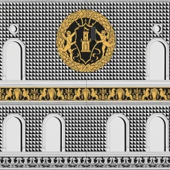 Fornasetti Armadi Curvi^Mobile Curvo Facciata Quattrocentesca Bianco/Nero/Giallo