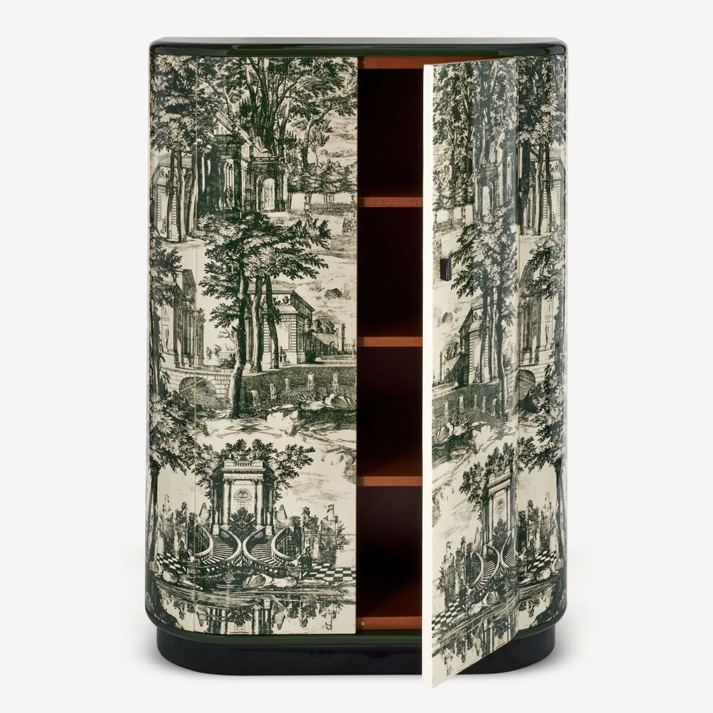 Fornasetti Armadi Curvi^Mobile Curvo Giardino Settecentesco Avorio/Verde