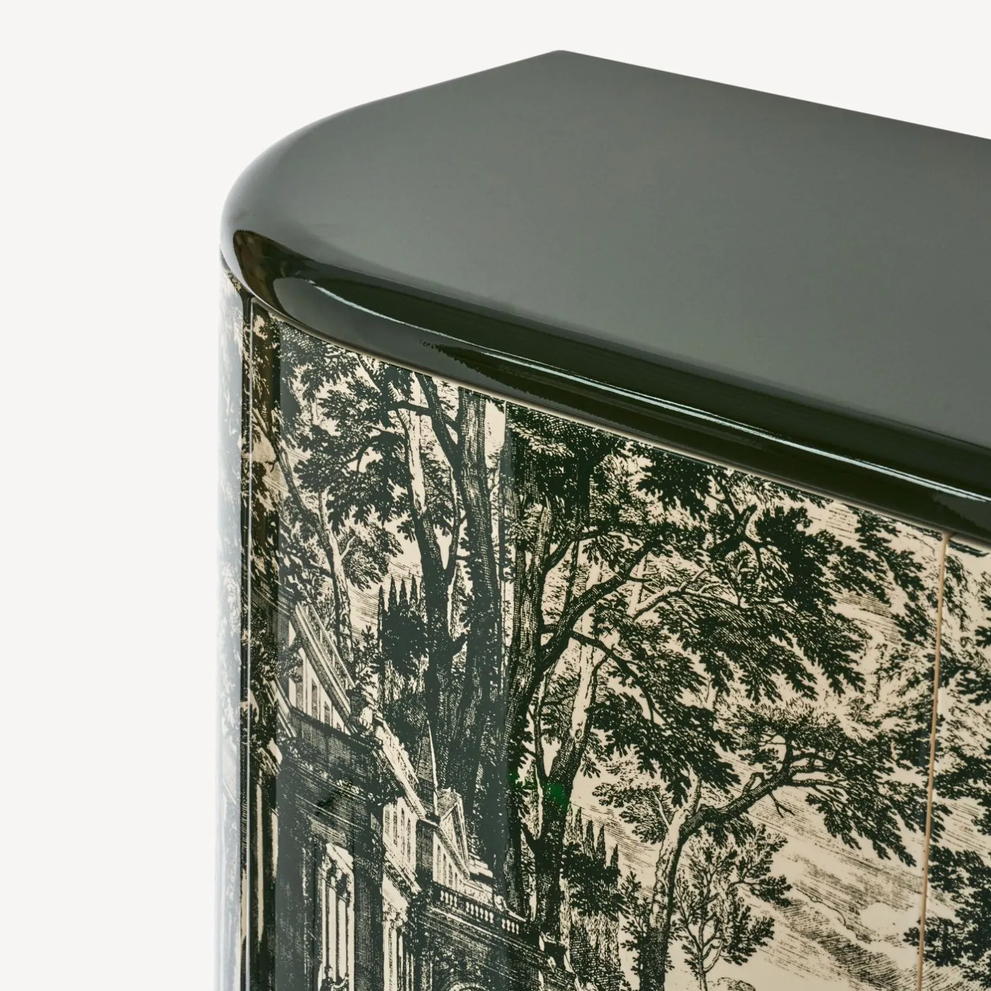 Fornasetti Armadi Curvi^Mobile Curvo Giardino Settecentesco Avorio/Verde