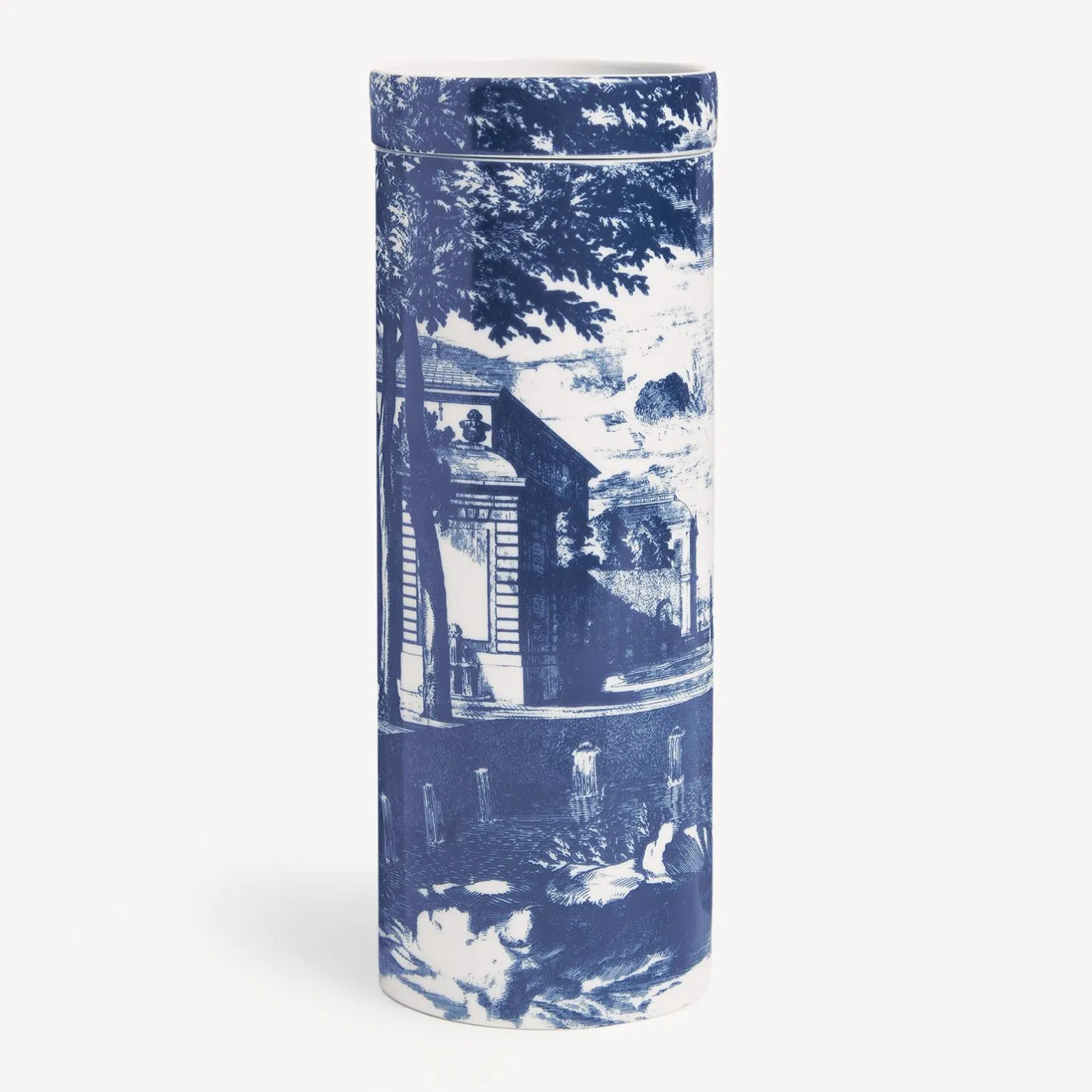 Fornasetti Candele Profumate^Nel Mentre Set Di Tre Candele Profumate - Decoro Giardino Settecentesco - Fragranza Giardino Segreto Blu Bianco