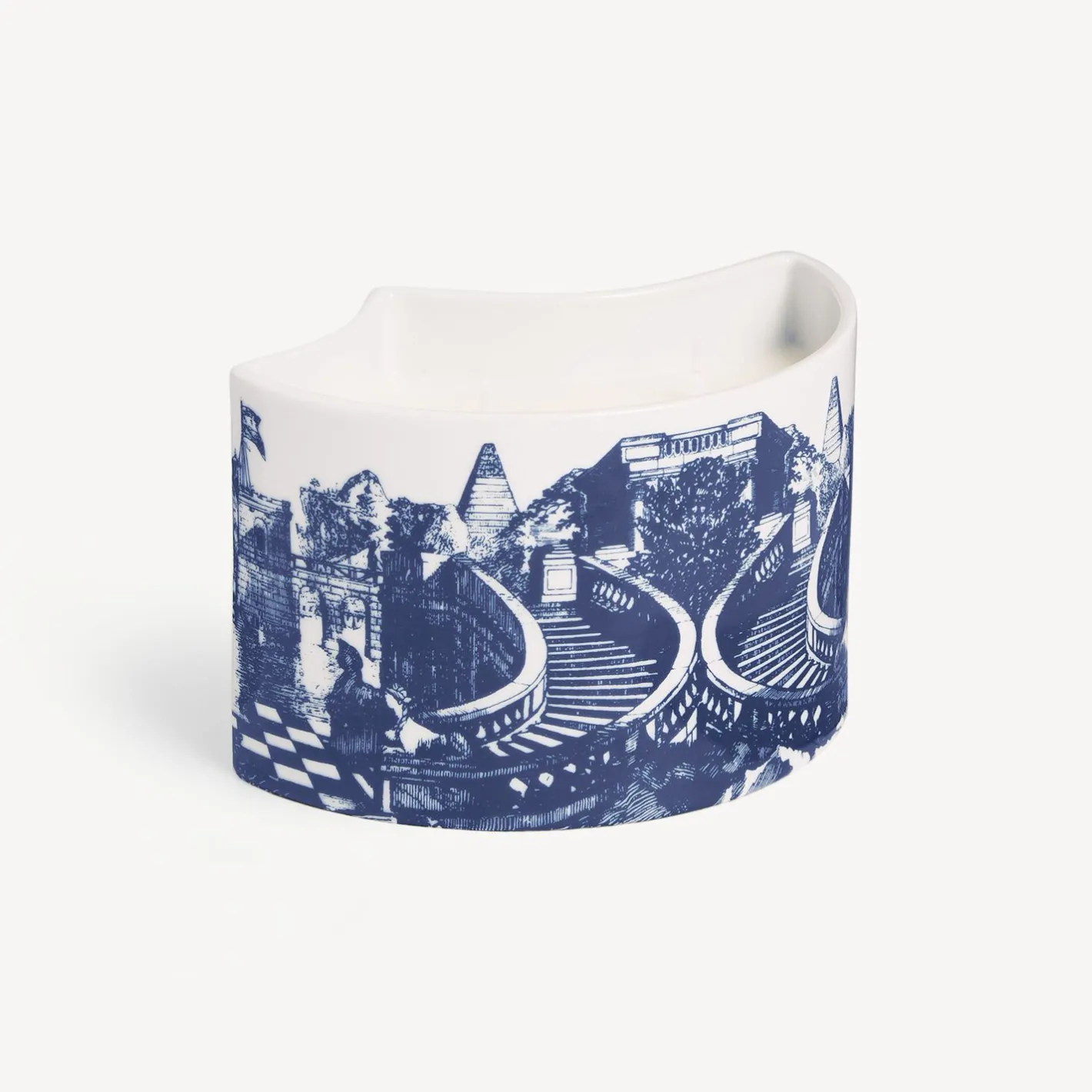 Fornasetti Candele Profumate^Nel Mentre Set Di Tre Candele Profumate - Decoro Giardino Settecentesco - Fragranza Giardino Segreto Blu Bianco