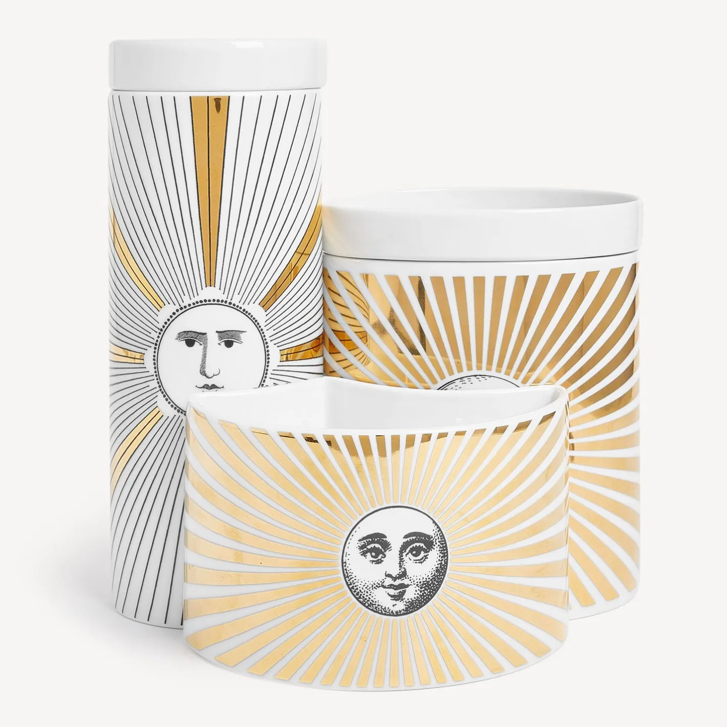 Fornasetti Candele Profumate^Nel Mentre Set Di Tre Candele Profumate - Soli Decor - Fragranza Immaginazione Bianco/Nero/Oro