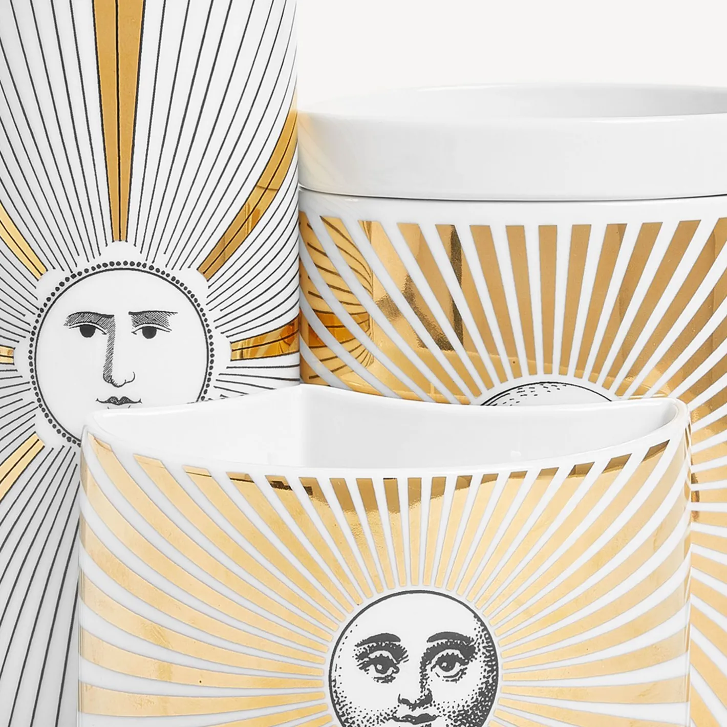Fornasetti Candele Profumate^Nel Mentre Set Di Tre Candele Profumate - Soli Decor - Fragranza Immaginazione Bianco/Nero/Oro