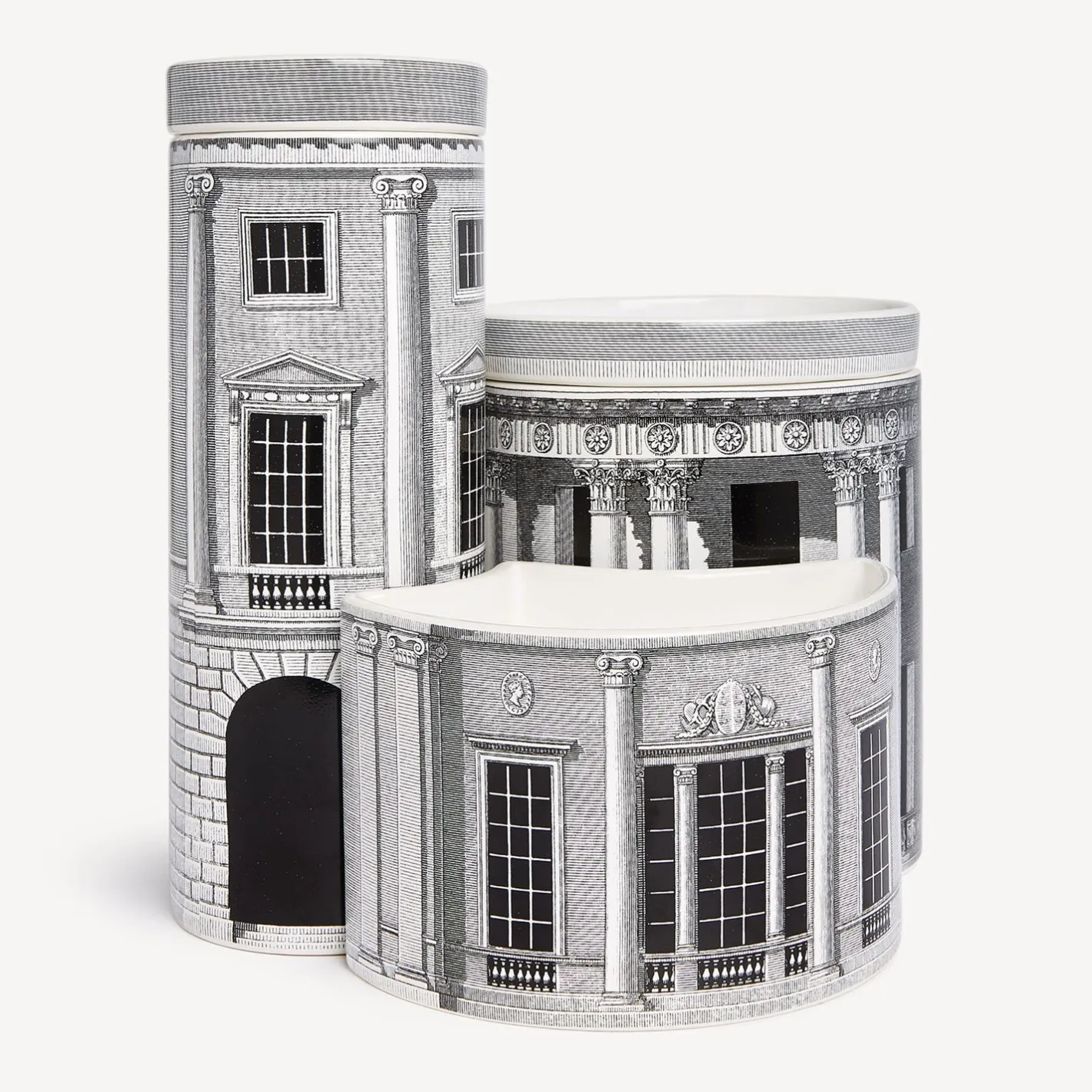 Fornasetti Candele Profumate^Nel Mentre Set Di Tre Candele Profumate - Architettura Decor - Immaginazione Fragranza Bianco Nero