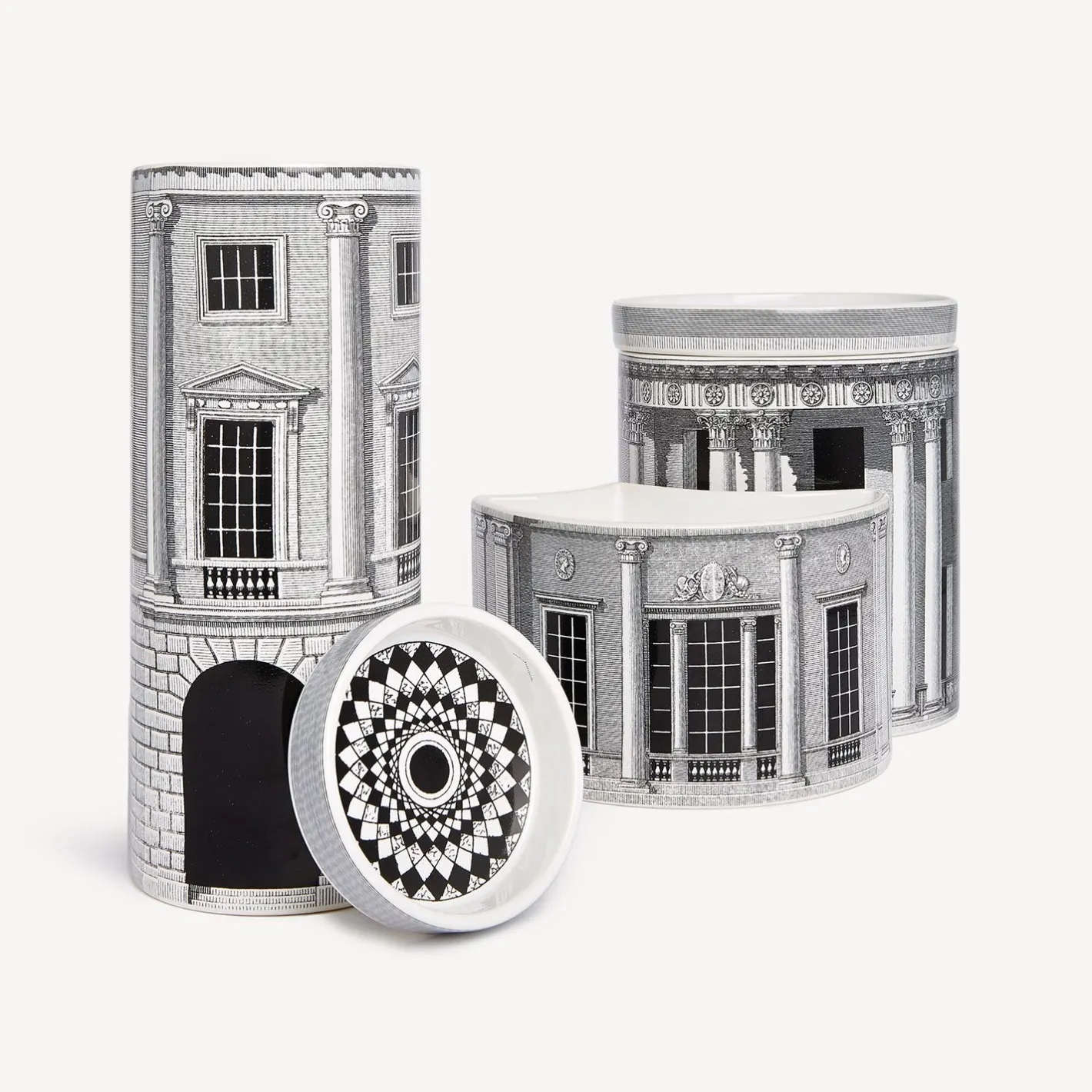 Fornasetti Candele Profumate^Nel Mentre Set Di Tre Candele Profumate - Architettura Decor - Immaginazione Fragranza Bianco Nero