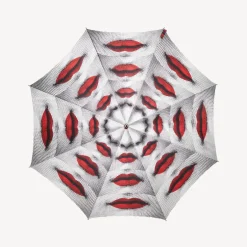 Fornasetti Gli Ombrelli^Ombrello Classico Bocche Bianco/Nero/Rosso