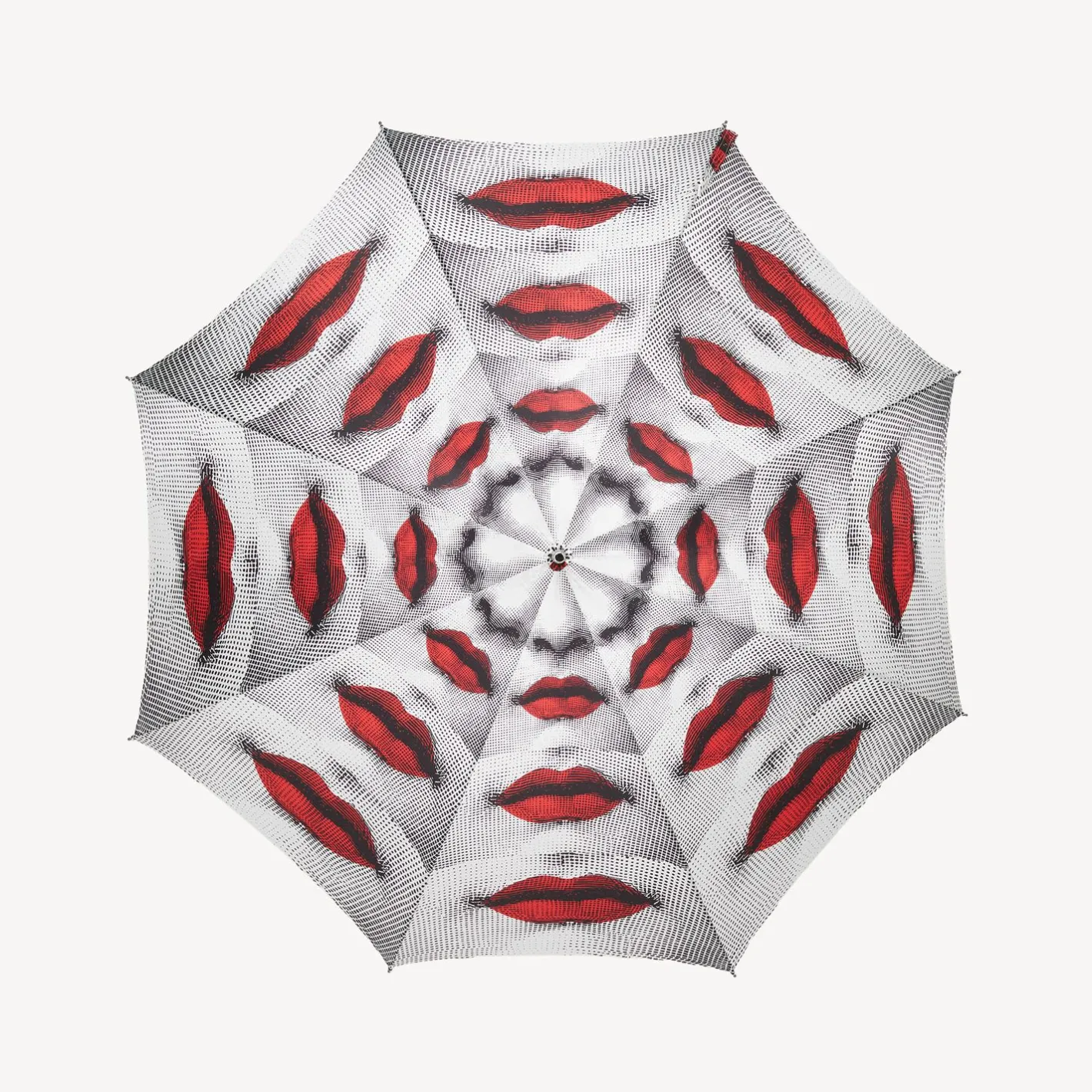 Fornasetti Gli Ombrelli^Ombrello Classico Bocche Bianco/Nero/Rosso